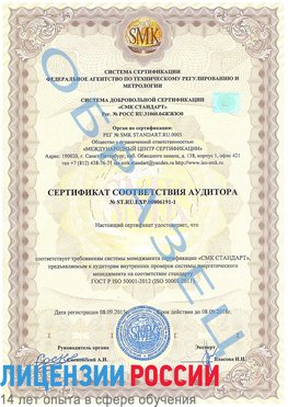Образец сертификата соответствия аудитора №ST.RU.EXP.00006191-1 Владивосток Сертификат ISO 50001