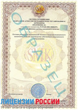 Образец сертификата соответствия (приложение) Владивосток Сертификат ISO 13485