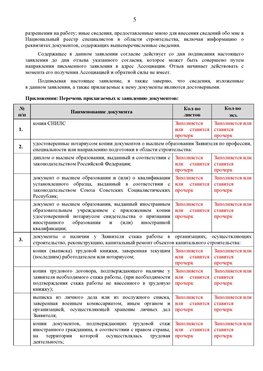 Образец заполнения заявления в НРС строителей. Страница 5 Владивосток Специалисты для СРО НРС - внесение и предоставление готовых